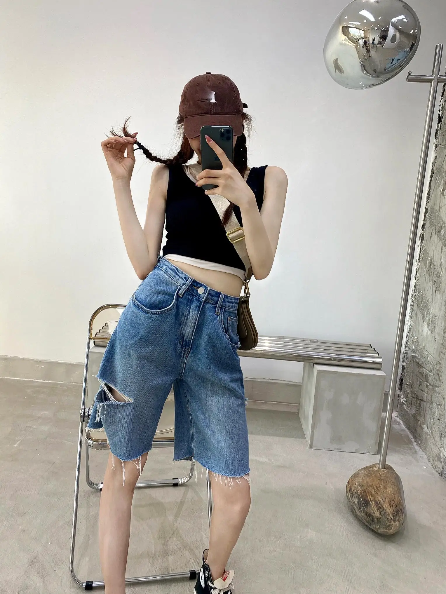 

Jeans Hole Summer Style Women'S Baggy 2022 Trend Denim Shorts Streetwear Female Clothing High Waist Vintage Korean Fashion