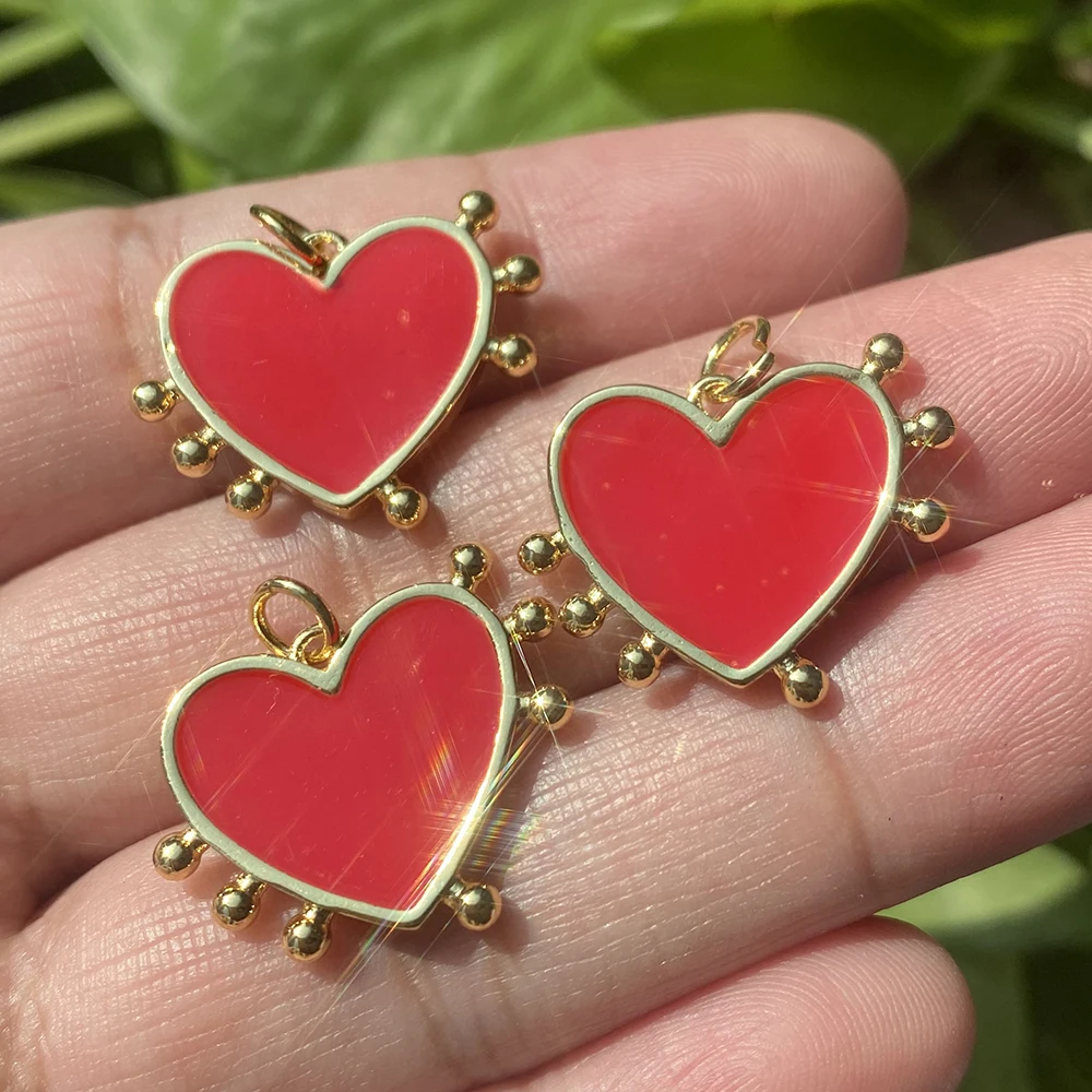

Romantic Red Heart Charms For Jewelry Making Supplies Charm Pendant Necklace Bracelet Diy Accessories Crafts Cz Zircon Charm