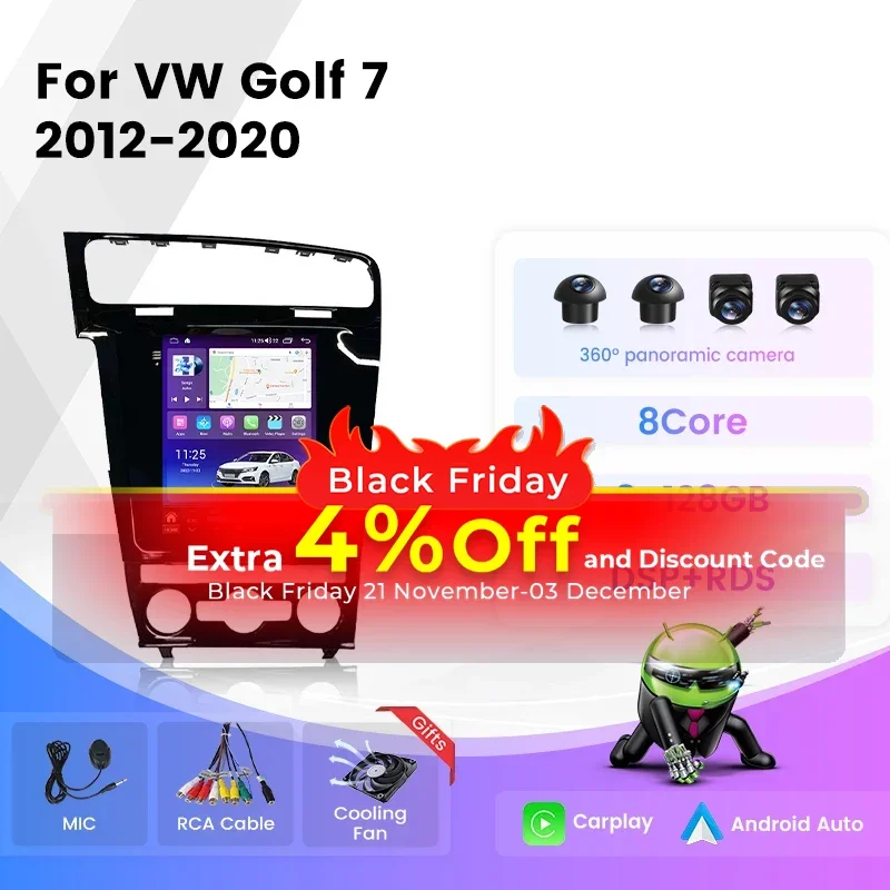 Android 13 для Volkswagen VW Golf 7 MK7 GTI 2011 - 2021 автомобильное радио с разделенным экраном RDS