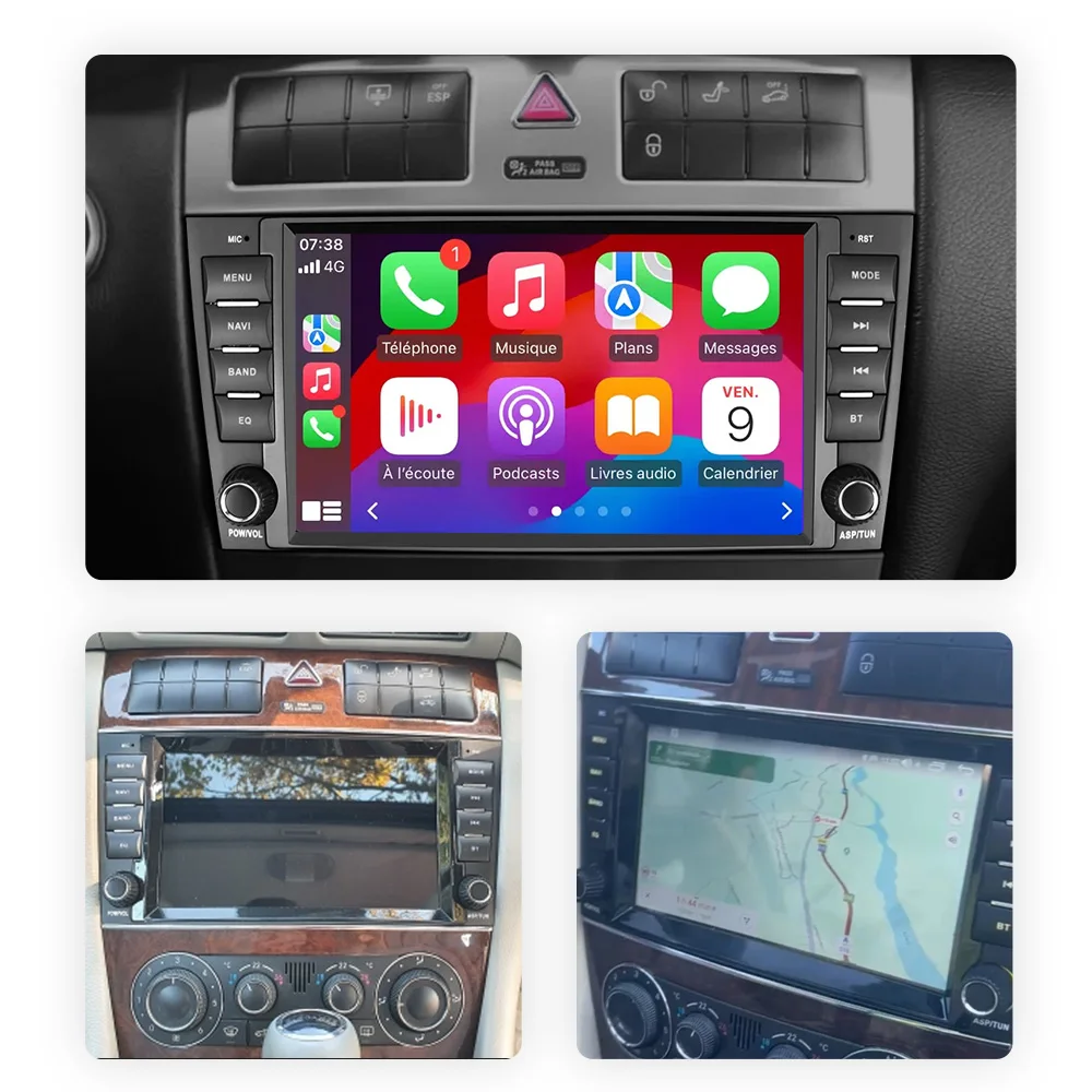 Фото Автомобильный радиоприемник 720P Carplay Android 13 для Mercedes Benz C-Class W203 CLK W209 2004-2012 навигация Bluetooth GPS мультимедийный плеер №3