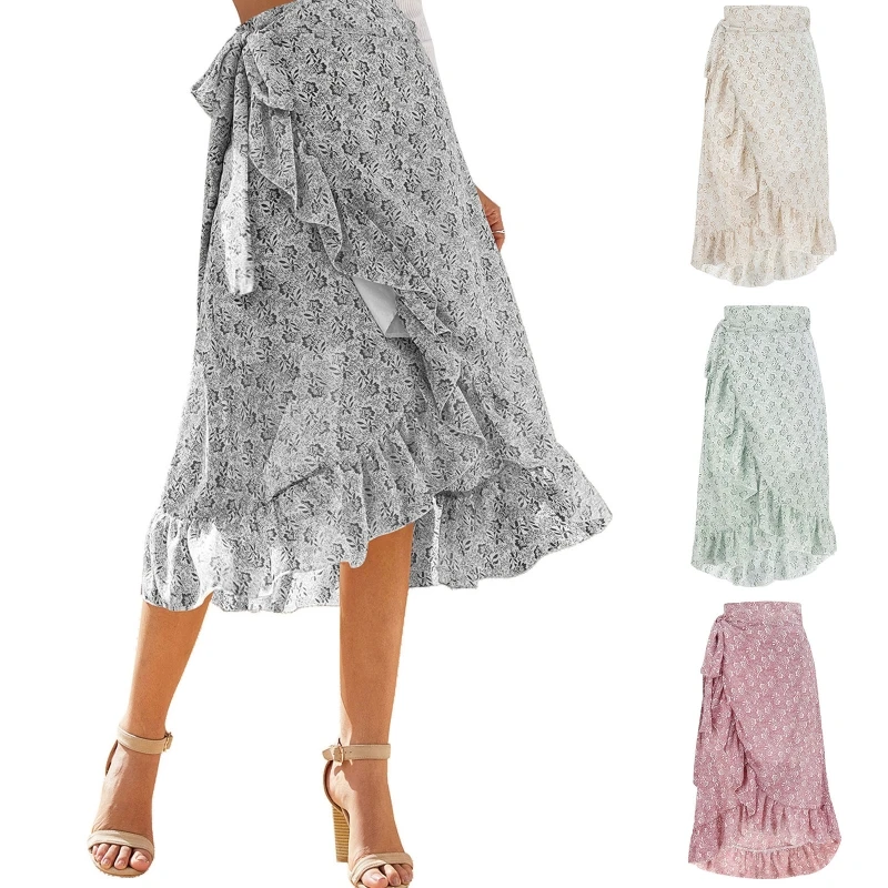 

Женская Асимметричная юбка с завышенной талией и цветочным принтом