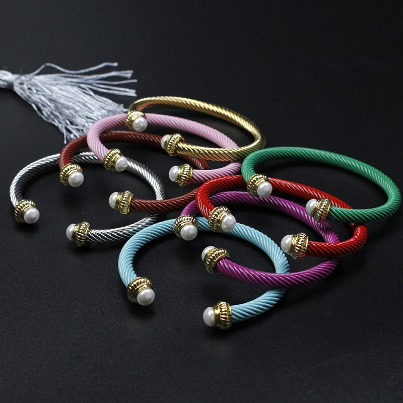 

2022 New Stainless Steel Wire Bracelet Female Black Blue Jewelry Wedding Prom Accessories Adjustable Size Girlfriend Gift