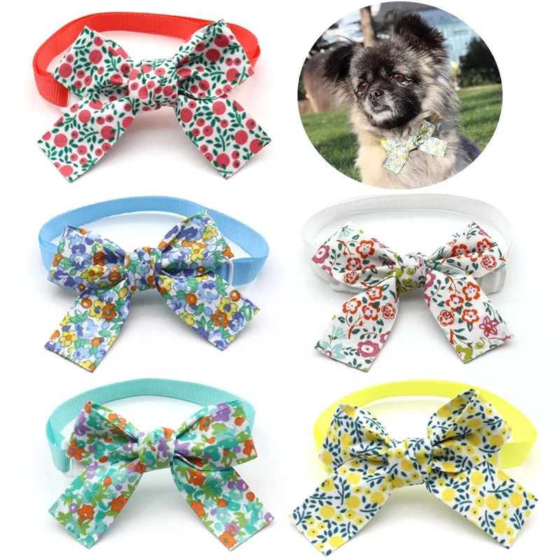 

50/100 Pcs Dogs Accessoires Spring Flower Dogs Puppy Cat Bow Ties Necktie Collar for Dogs Grooming Accessories Pet Supplies Bows