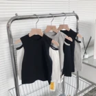 Весна 2022, Новое поступление, футболка с длинным рукавом для девочек, детские топы с вырезами