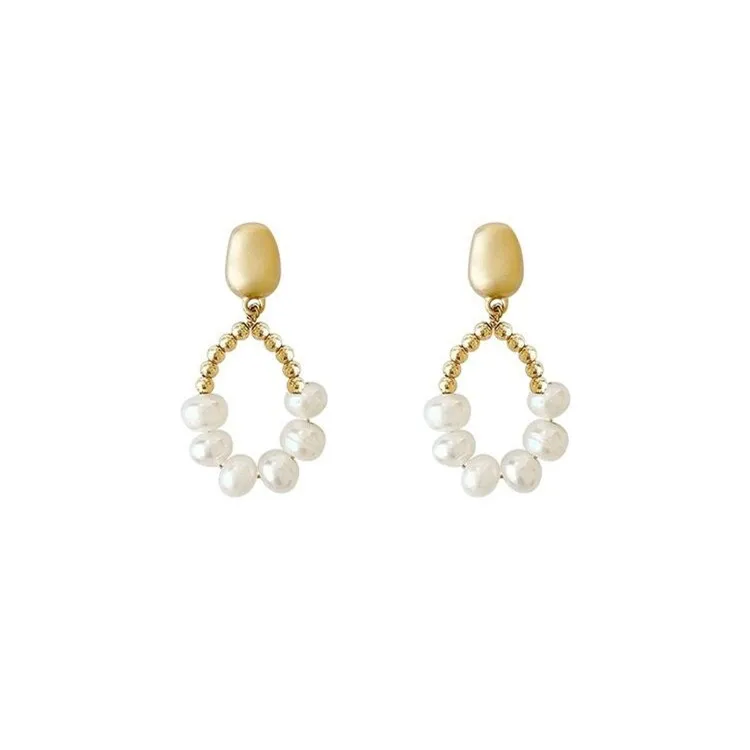 Женские серьги-гвоздики с натуральным пресноводным жемчугом 14 к