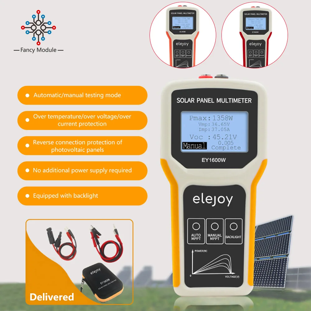 

400/800/1600W Solar Panel Tester Photovoltaic Panel Multimeter Auto Manual MPPT Detection LCD Voltage Power Supply Testing Tools