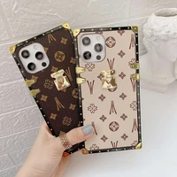 luxury brand vintage leather square soft phone case for samsung s22 s21 s20 note20 a12 a13 a53 a52 a72 a32 a22 a51 fashion cover