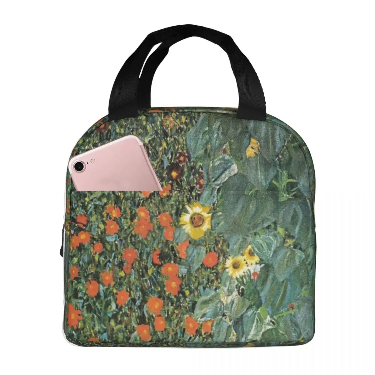 Gustav Klimt The Sunflower Lunch Bags Waterproof Insulated Canvas Cooler Bag Thermal Food Picnic Work Lunch Box for Women Girl