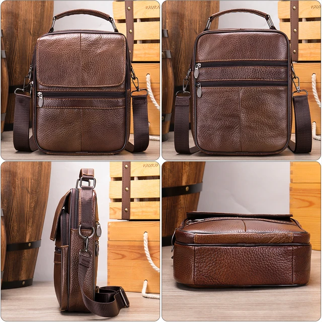 MVA Retro Men's Bag Genuine Leather Man Bags For Man Messenger Crossbody Shoulder Bag Husband Men Shoulder Strap Handbag 6037 4
