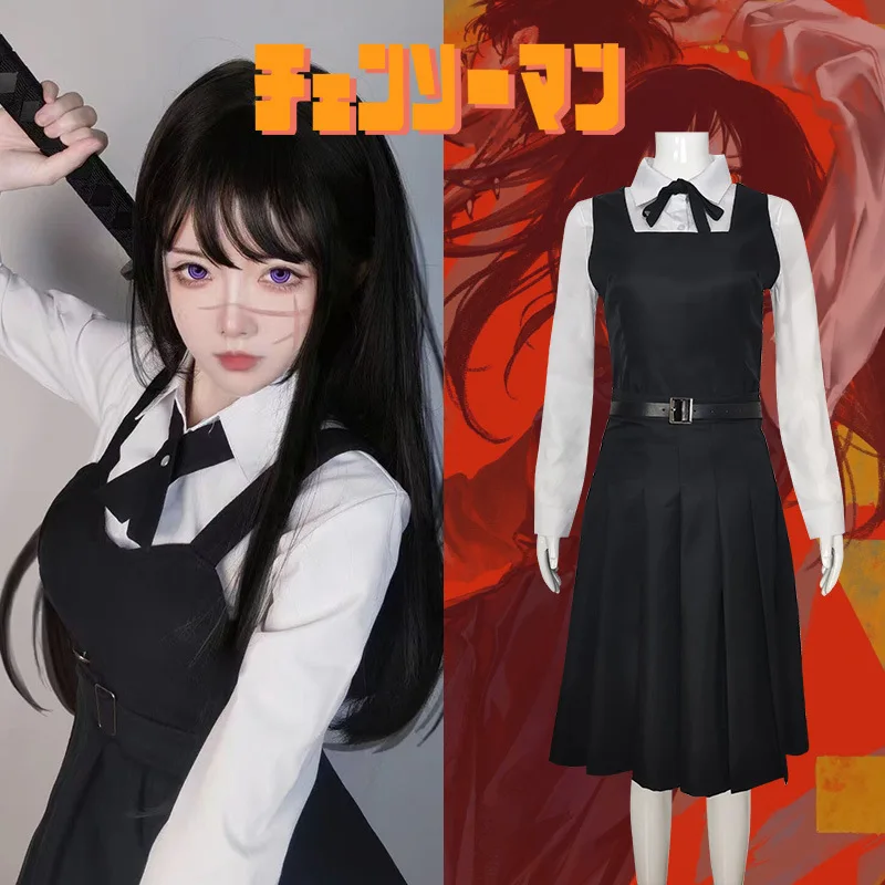 

Anime Chainsaw Cosplay Costume Mitaka Asa Black Dress War Devil School Uniform 2 Bow Ties Halloween Christmas Party Gift