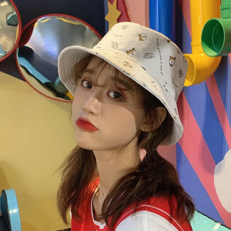 

Bucket Hats For Women Net Red Cute Double Sided Fisherman Cap Men Cotton Outdoor Casual Sun Protection Gorro Pescador Hombre Bob