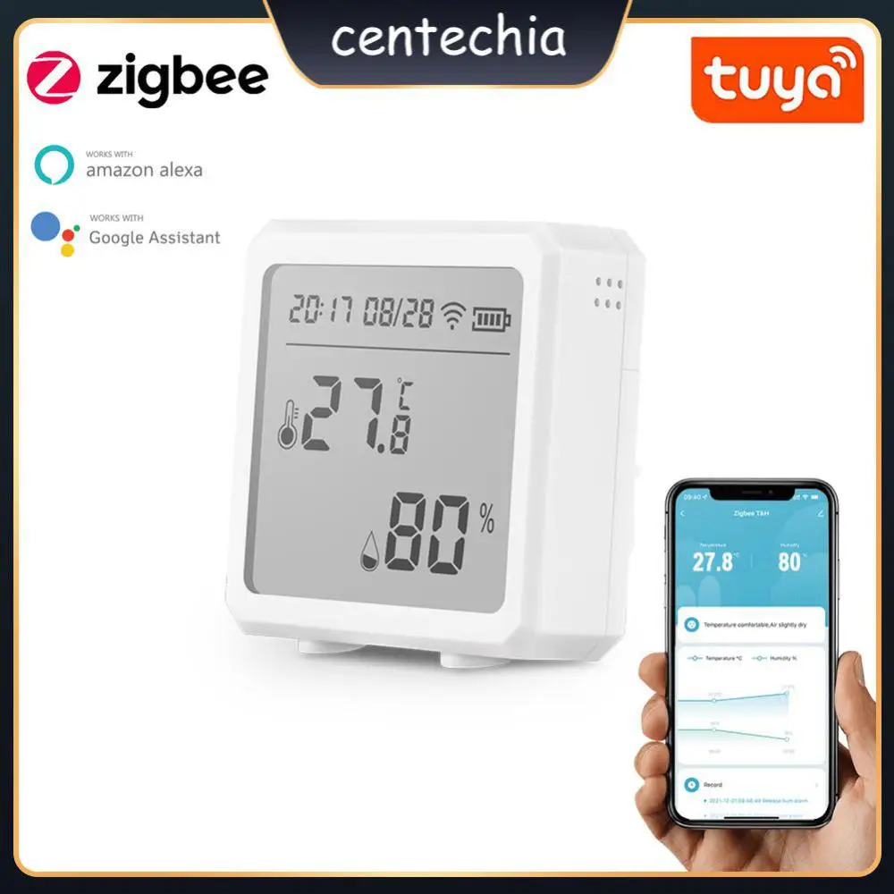 

Portable Temperature Sensor Intelligent Linkage Tuya Zigbee Temperature Humidity Sensor Lcd Screen Display Low Battery Alarm