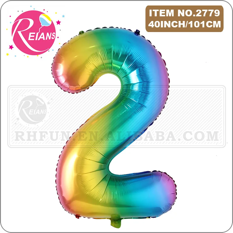 40-дюймовый новый Радужный воздушный шар из алюминиевой фольги с номером днем