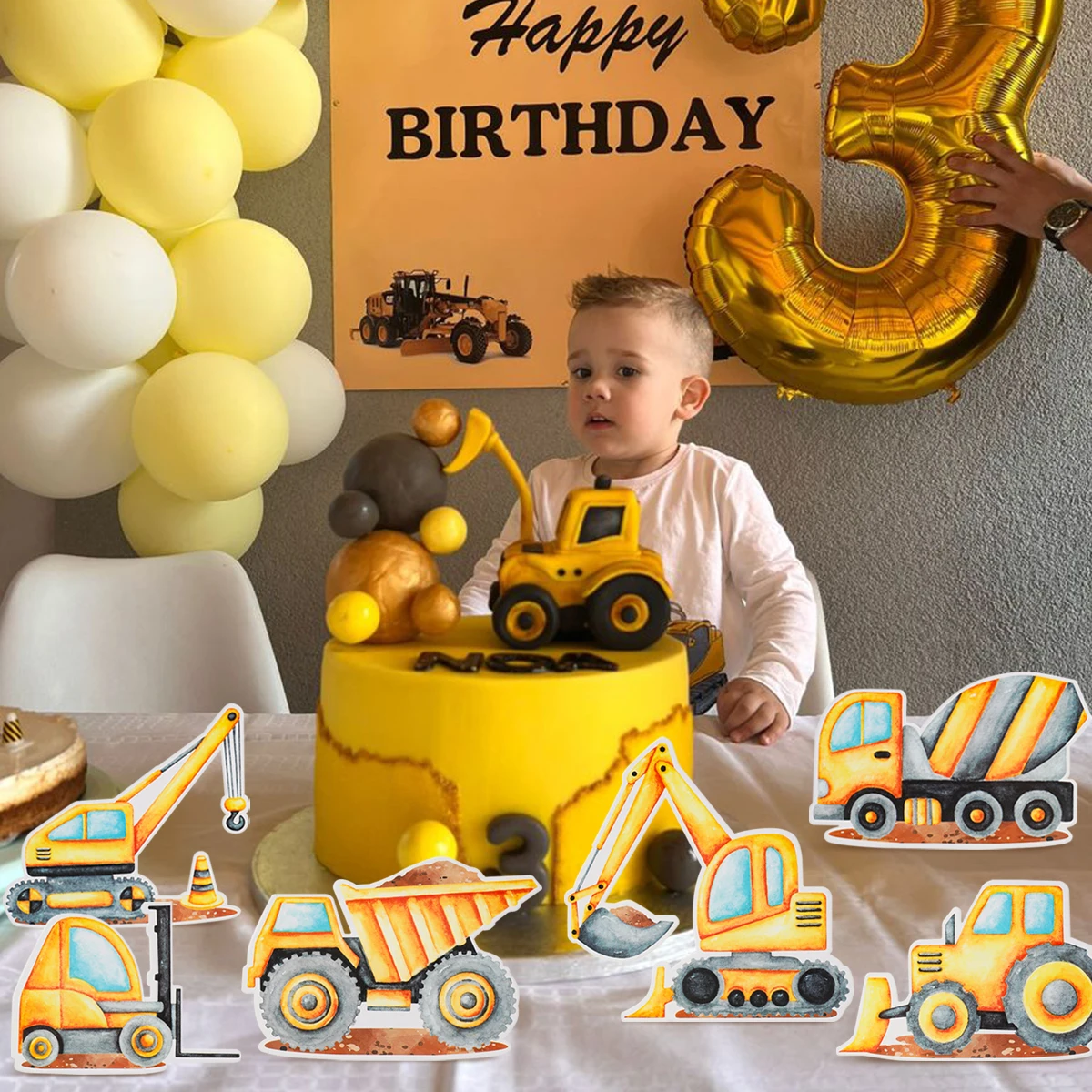 6 шт. бумажные украшения для инженерной техники пазл экскаватор грузовик кран