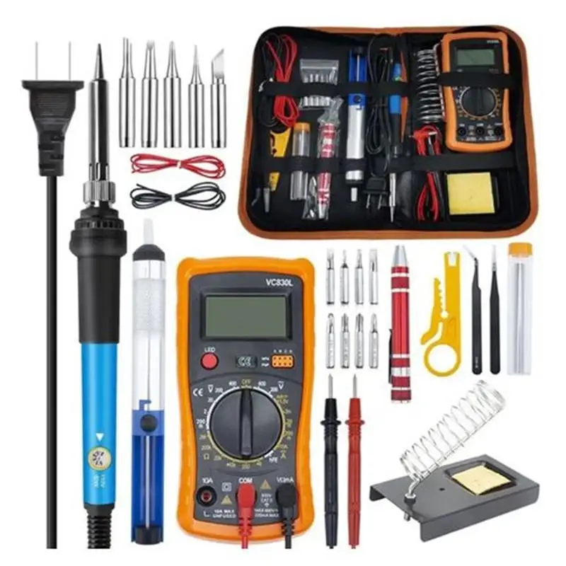 

60W Soldering Iron kit Adjustable Temperature Solder 220V 110V Welding Solder Rework Station Heat Pencil Repair Tools