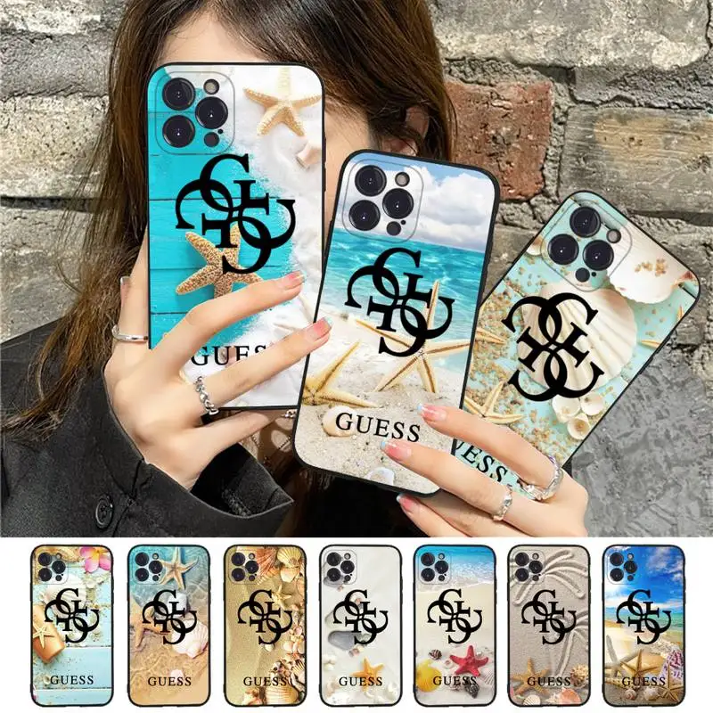 

Blue Wood Seashells Sea Star Brand Guess Phone Case For iPhone 13 11 8 7 6 6S Plus X XS MAX 5 5S SE 2020 XR 11 pro Funda