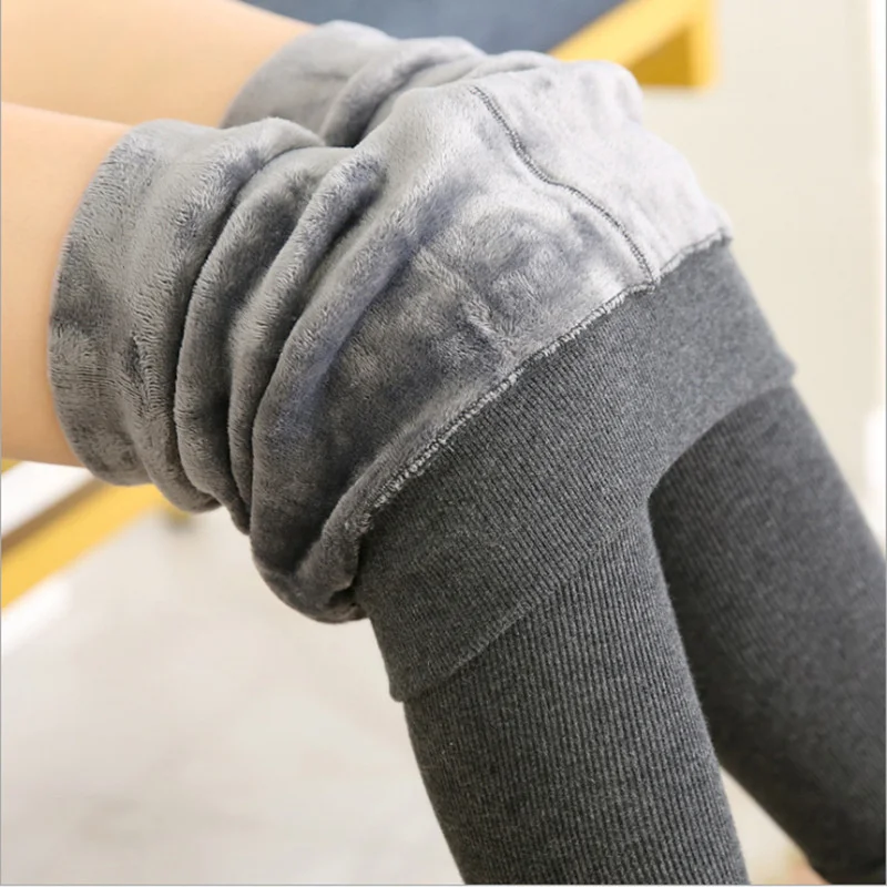 Women Plush Thickened Tread Warm Thread Leggings Stripe Cotton Tight Pants Winter Leggings Women