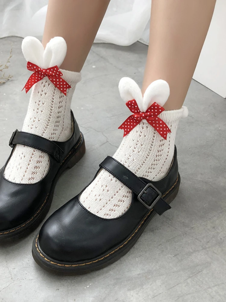 

Милая Лолита Кролик бантик-ушки короткие носки японская Униформа чулки в студенческом Стиле Лолита