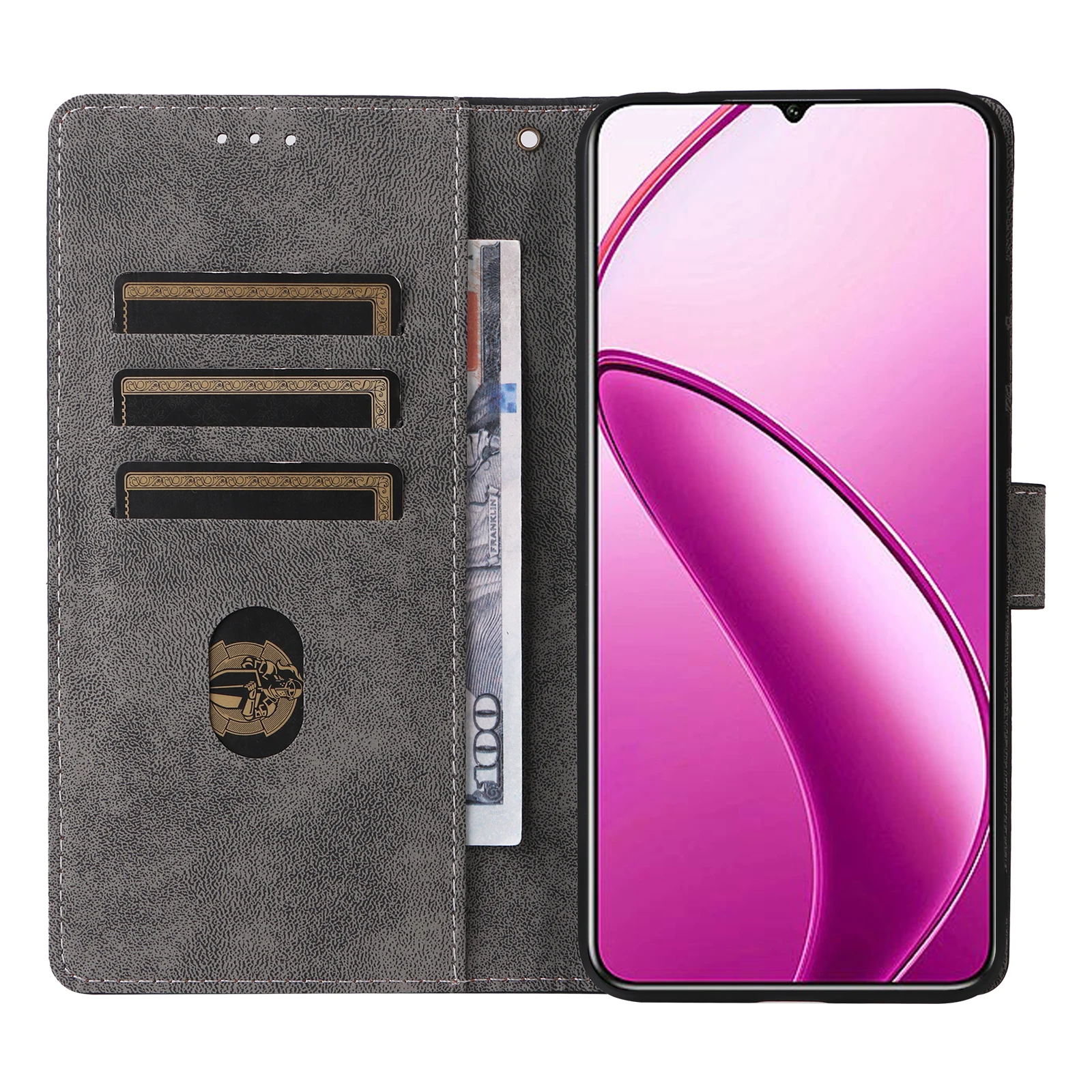 Кожаный чехол-книжка для Oukitel C53 C50 C51 с магнитной кнопкой и защитой от кражи