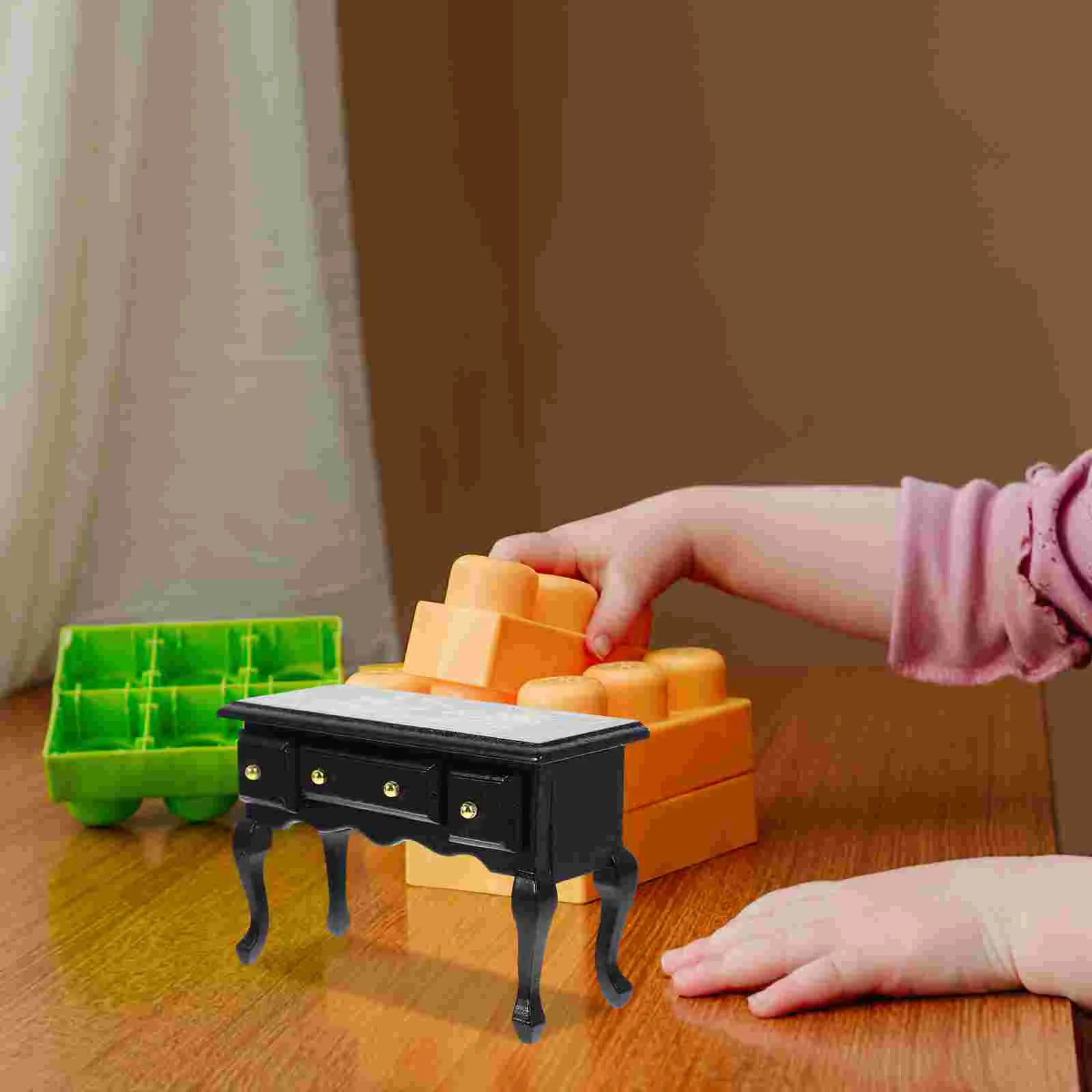 

1: 12 деревянный Миниатюрный стол, письменный стол, аксессуары для украшения мебели