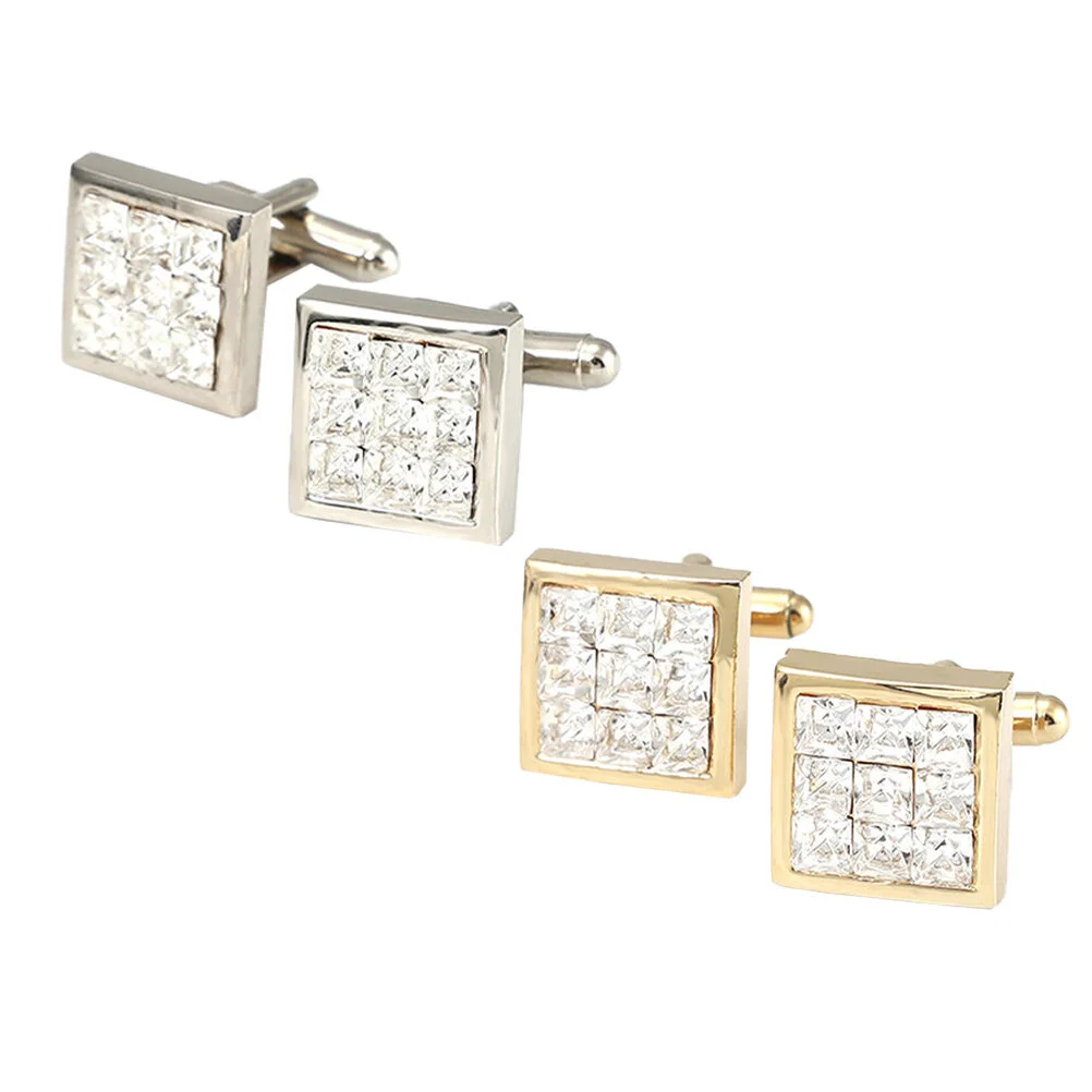 2 Pairs Men's Male Cuff Buttons Fashion Studs Suit Accessories Ornaments Silver Decor Cuff-links Tray Clothing