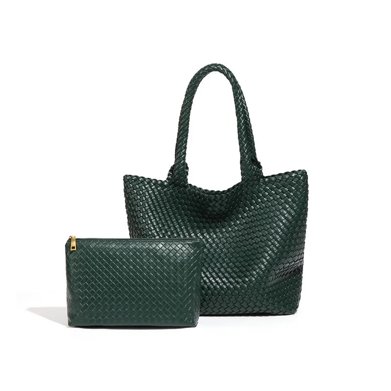 Тканые кожаные сумки Большая тканая сумка-тоут для женщин Модный тканый кошелек