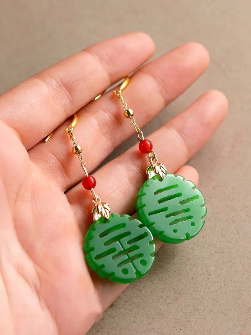 

Женские серьги из серебра 925 пробы, с нефритом