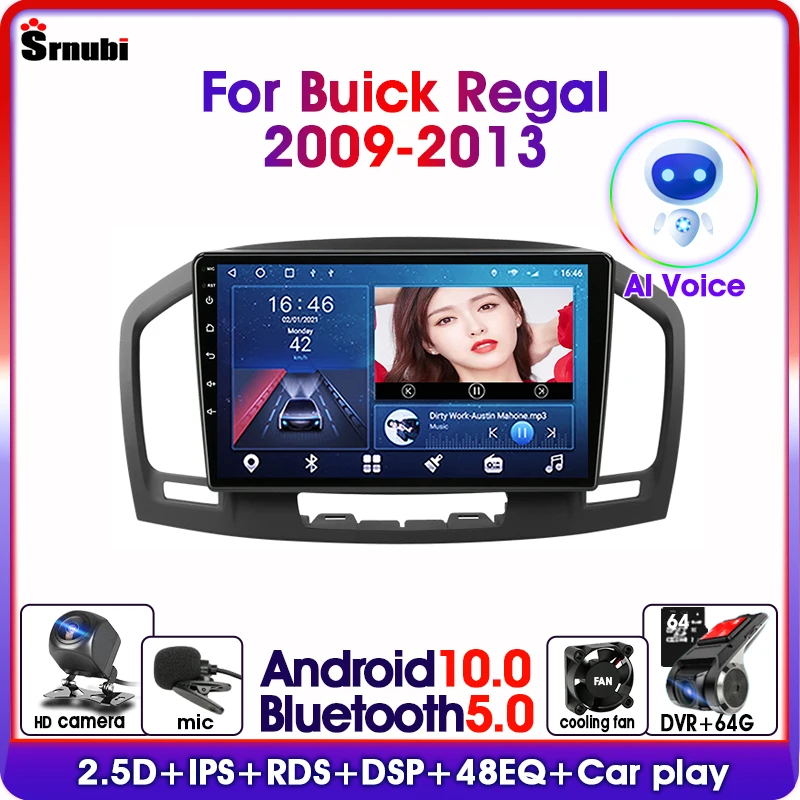 Автомагнитола 2 Din с голосовым ии для Buick Regal 2009-2013 Opel Insignia Multimidia видеоплеер