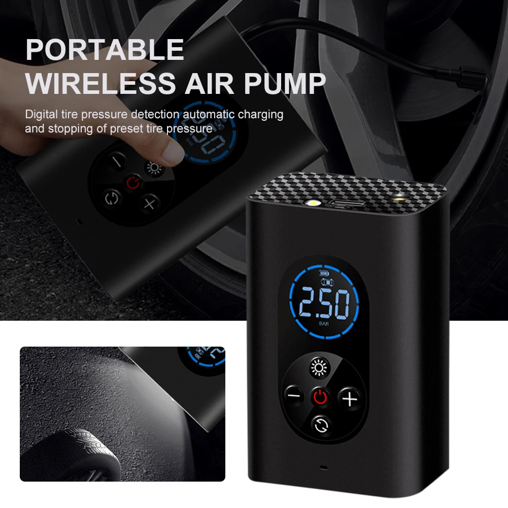 

Portable Tire Inflator Cordless Air Pump Rechargeable 150PSI Electric Handheld Inflatable Tire Pump for Car Motorcycles Bicycles