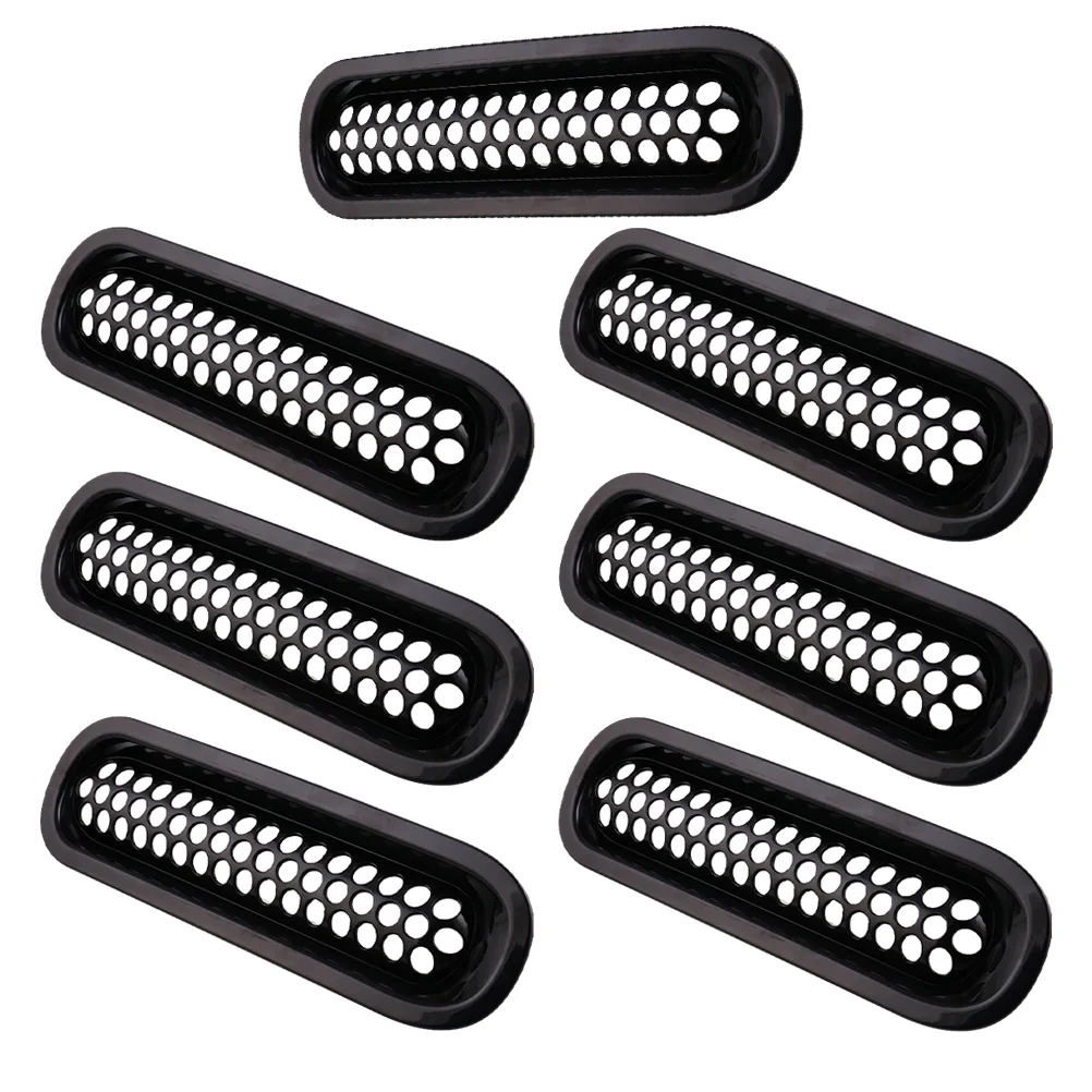 7Pcs Premium Sturdy Shockproof Grid Net Vehicle Grille Buckle Style Grille
