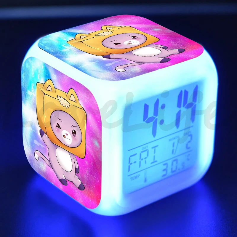 

Lankybox будильник, настольные часы, детские подарки, часы для мальчиков и девочек, Мультяшные светодиодные цифровые часы с датой и термометром,...