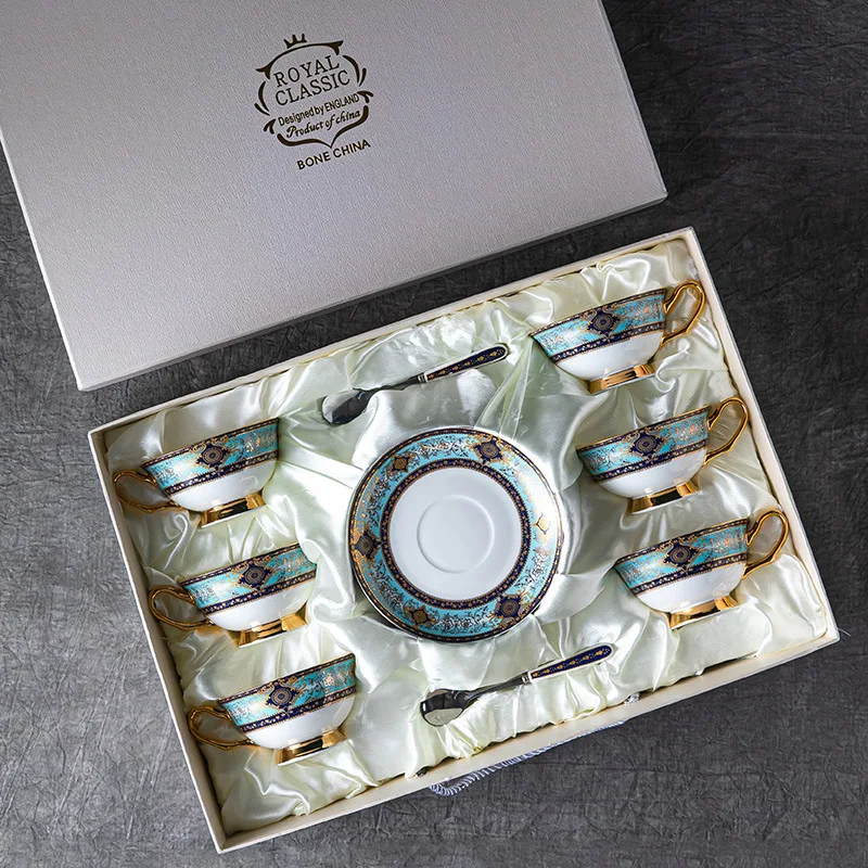 

European-style Luxury Bone China Coffee Cup Coffee Cup and Saucer Set Ceramic Retro English Afternoon Tea Cup Set