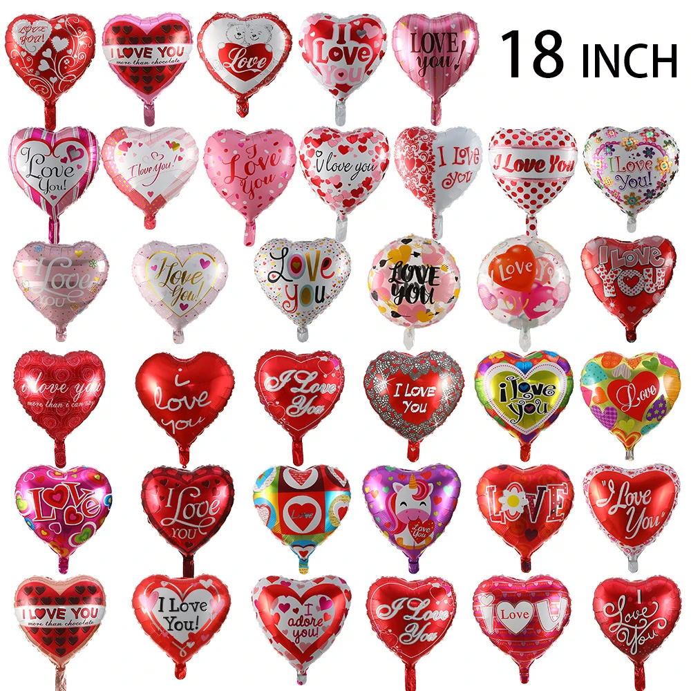 

10pcs/lot 18inch I Love You Heart Balloons Wedding Valentine's Days Aluminium Foil Helium Globos Anniversary Decoration Globos