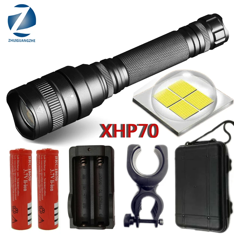 XHP70 3200lm High Powerful Tactical LED Flashlight torch Telescopic Zoom Lantern power by 18650 battery Z201515 CREE