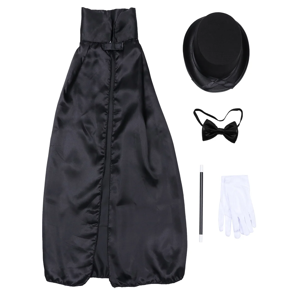 

6PCS Magician Role Play Set Dress-Up Costume Cosplay Outfit for Halloween Party Masquerade Performance Gloves Hat Cloak Tie