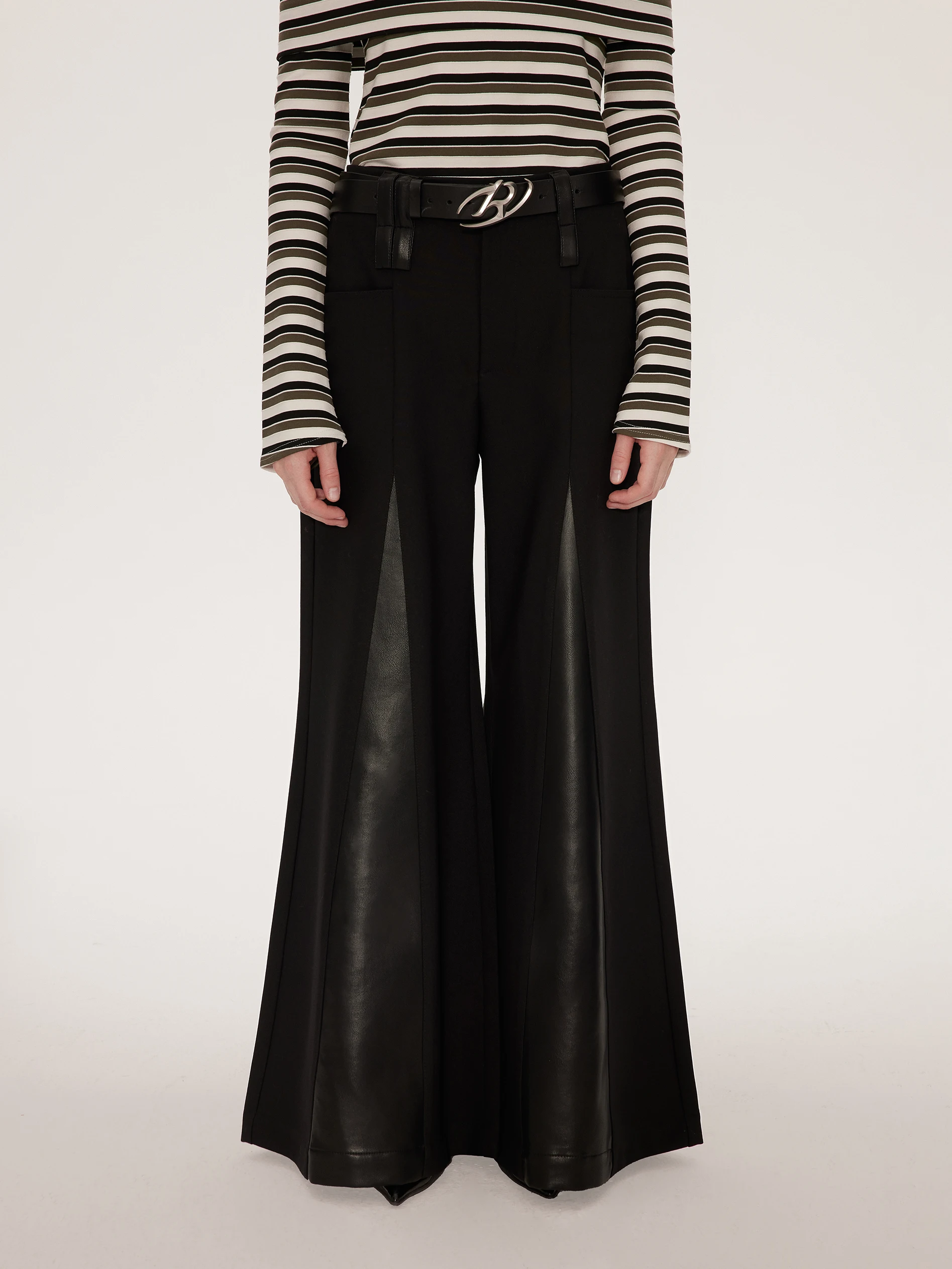 

Новинка 2023, мужские и женские оригинальные четкие кожаные шерстяные широкие брюки-клеш в стиле Ямамото, костюмы для влюбленных, 27-46