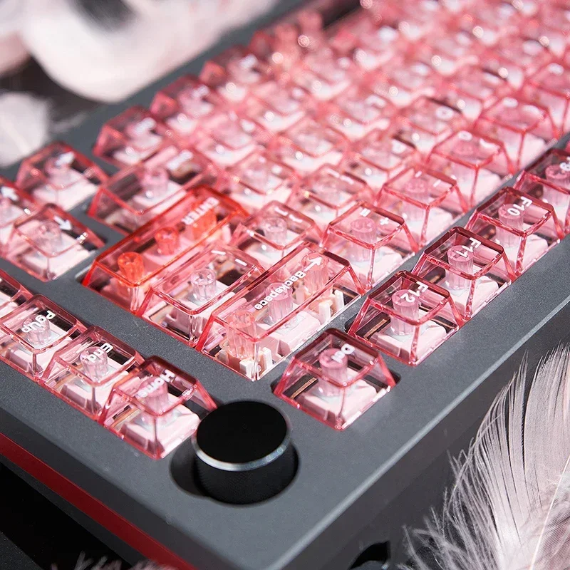 Прозрачная клавиатура с агатом розового цвета пользовательская крышкой