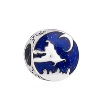 fit pandora charms bracelet aladdin magic flying carpet beads diy jewelry for women blue enamel night moon castle bead accessory
