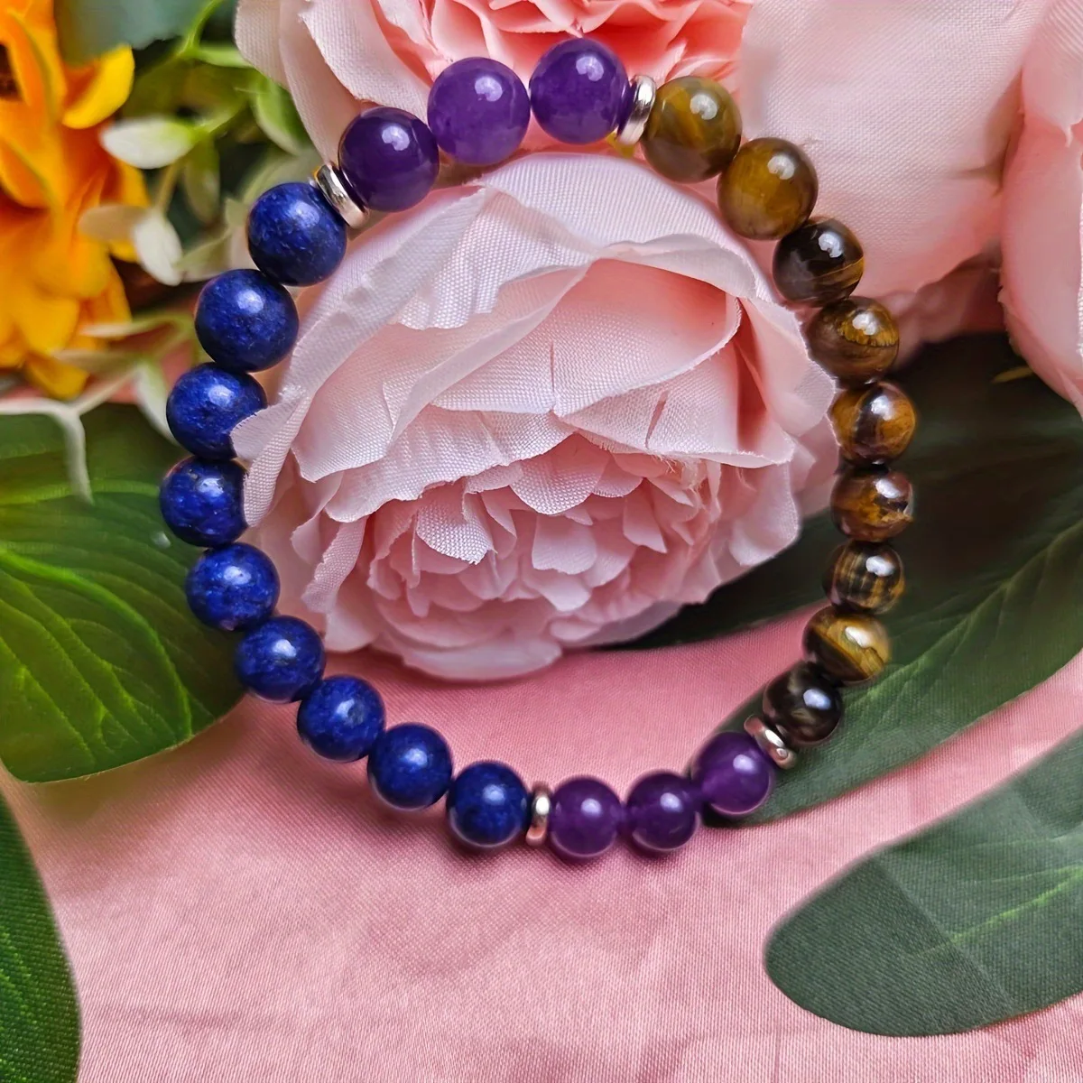 Простой Фиолетовый кристально-тигровый глаз камень зеленое стекло браслет из