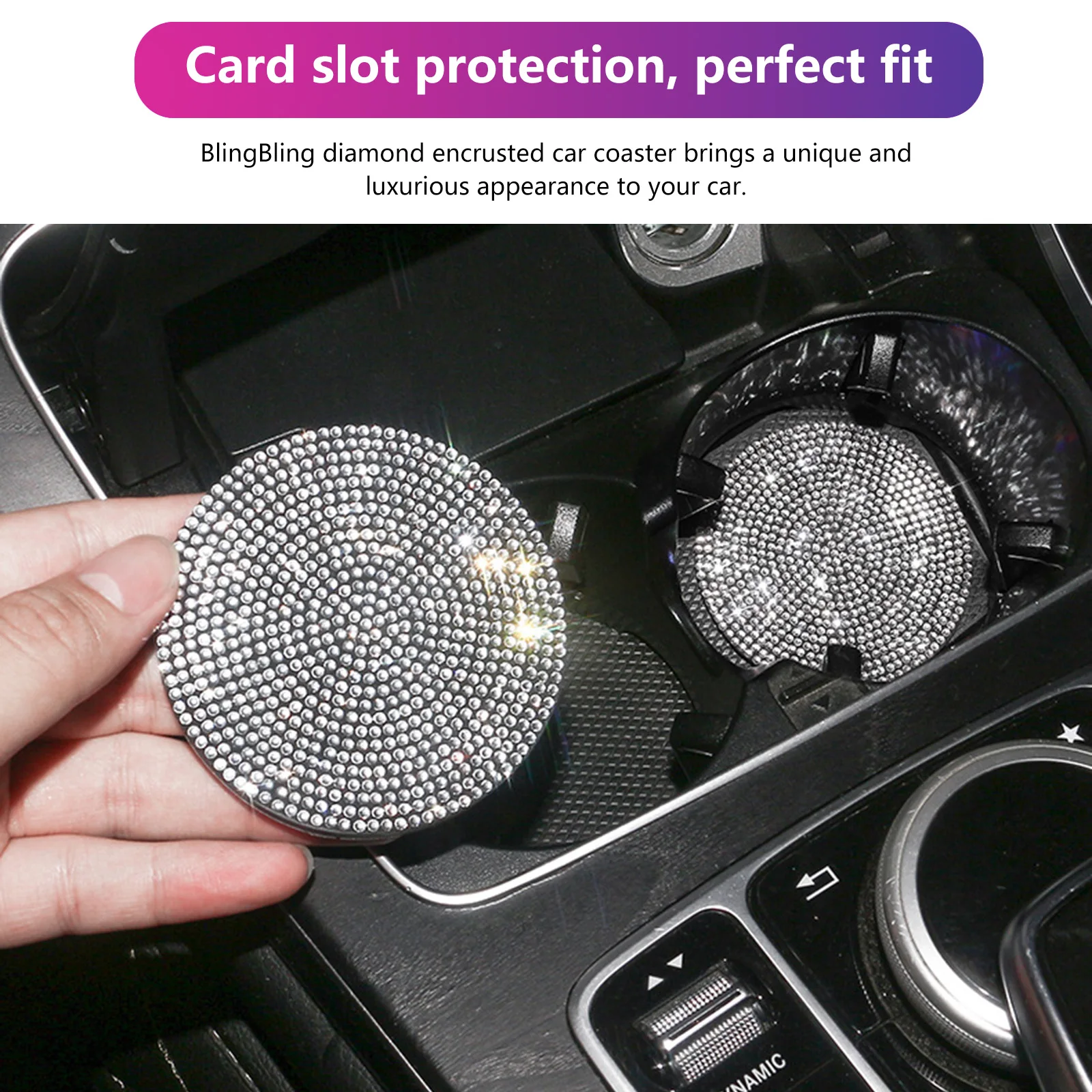 

Блестящий Стразы Автомобиль Подставка устойчивый к высоким температурам автомобильный коврик для подстаканника автомобильные аксессуары...