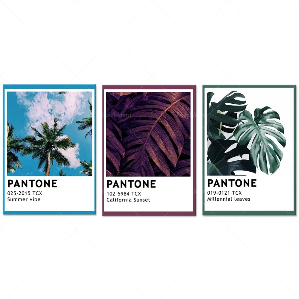 Pantone Millenial Leaves плакат Palms модный принт эстетический фиолетовый ретро-плакат синий