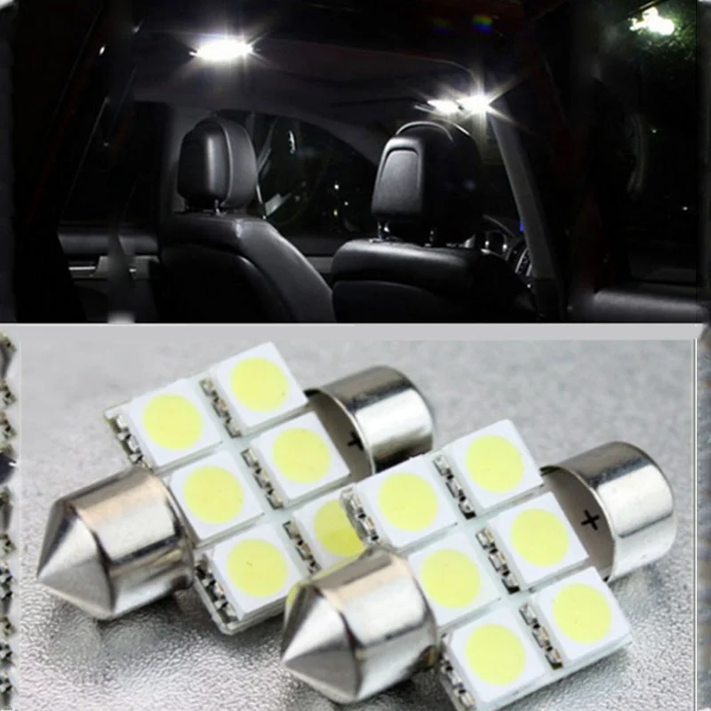 31 мм 6 Smd 5050 Festoon Dome светодиодный Bulbs DE3175 DE3021 DE3022 Top White