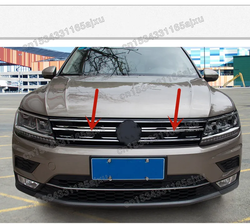 

For VW Volkswagen Tiguan MK2 Europe Version 2017-2021 2PCS Front Hood Grille Grill Mesh Sticker Lid Refit Molding Style Garnish