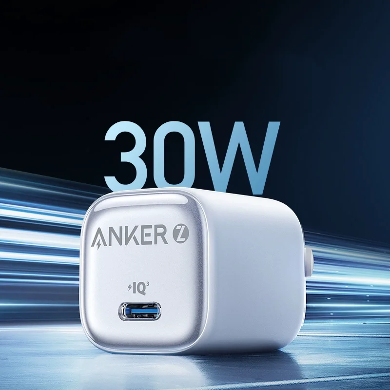 Зарядное устройство Anker Zolo Compact GaN USB C, улучшенный контроль температуры, компактный дизайн и в 3 раза быстрая зарядка, 30 Вт, 20 Вт (art.: 3920db41555ac) - 3920db41555ac