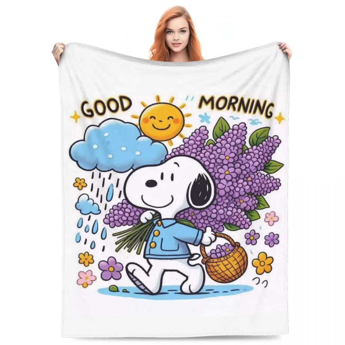 Snoppy Good Morning Одеяла Мягкое плюшевое одеяло с принтом для спальни Декоративное
