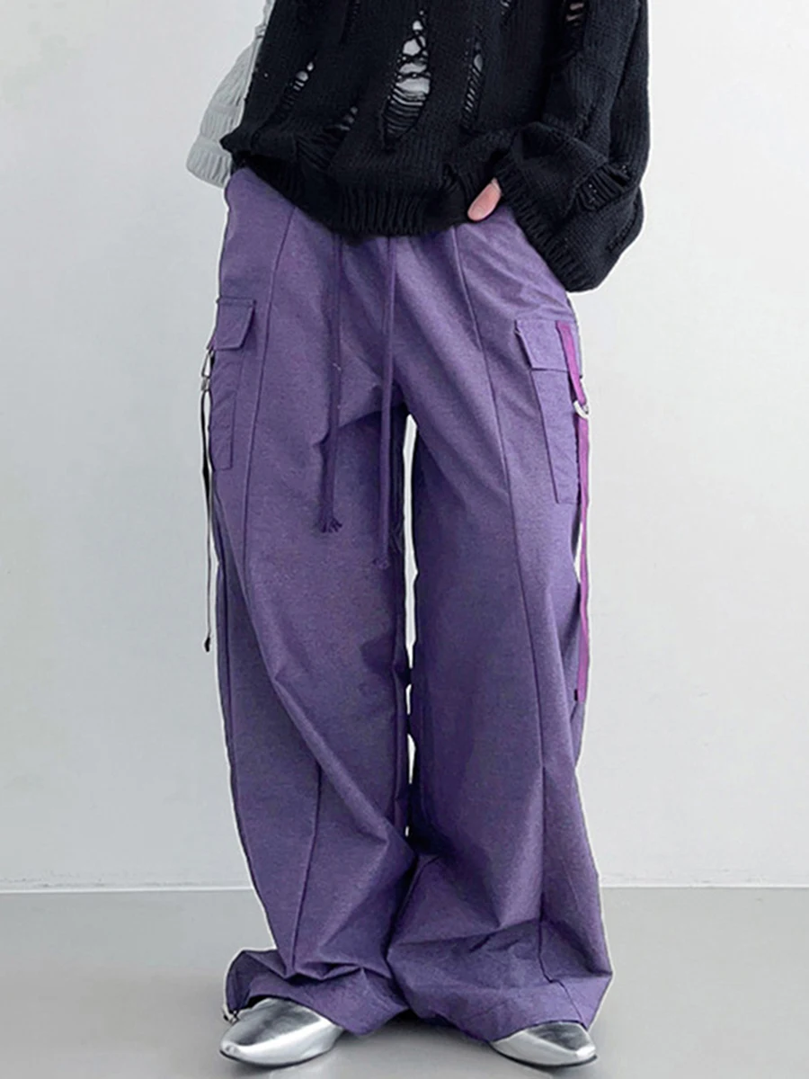 

Брюки-карго парашютные женские, мешковатые штаны с завязками, эластичный пояс, с завышенной талией, с карманами, свободные джоггеры