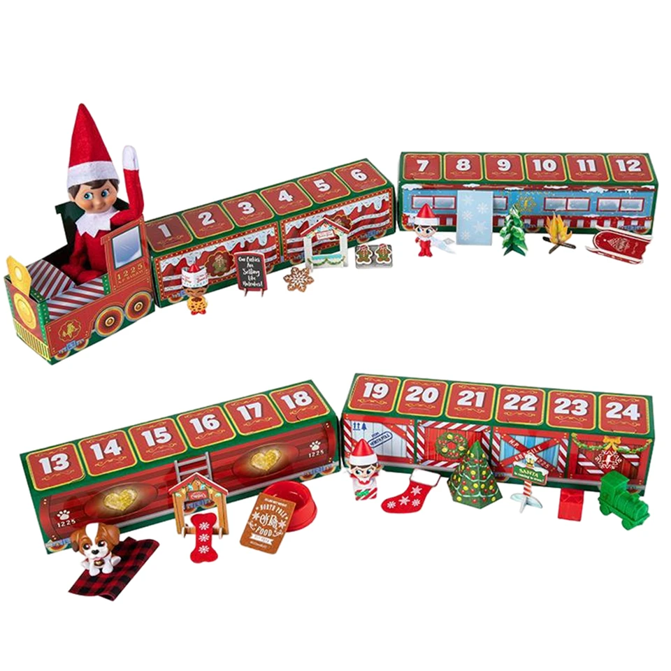 

Cartoon Christmas Elf Train Toys Paper Train Toys 24 Day Surprise Christmas Train Blind Box Christmas Gifts for Children