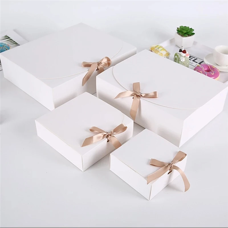 

5PCS Clamshell Bow Gift Box Cookies Chocolate Packaging Gift Box Wrapping Supplies Wedding Birthday Shirt Sweater Scarf Gift Box