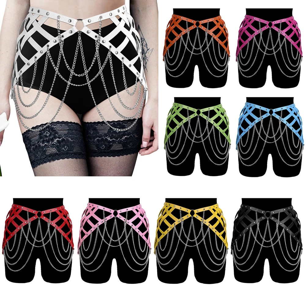 

Women Body Butt Bondage Leather Leg Sling Belt Adjustable Bdam Sexy Garter Belt Punk Exotic Club Events Wearable