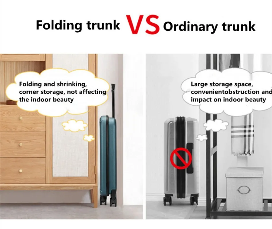 20 Inches Female Large-capacity Front Opening Business Travel Suitcase Universal Wheel Password Trolley Case Foldable Luggage